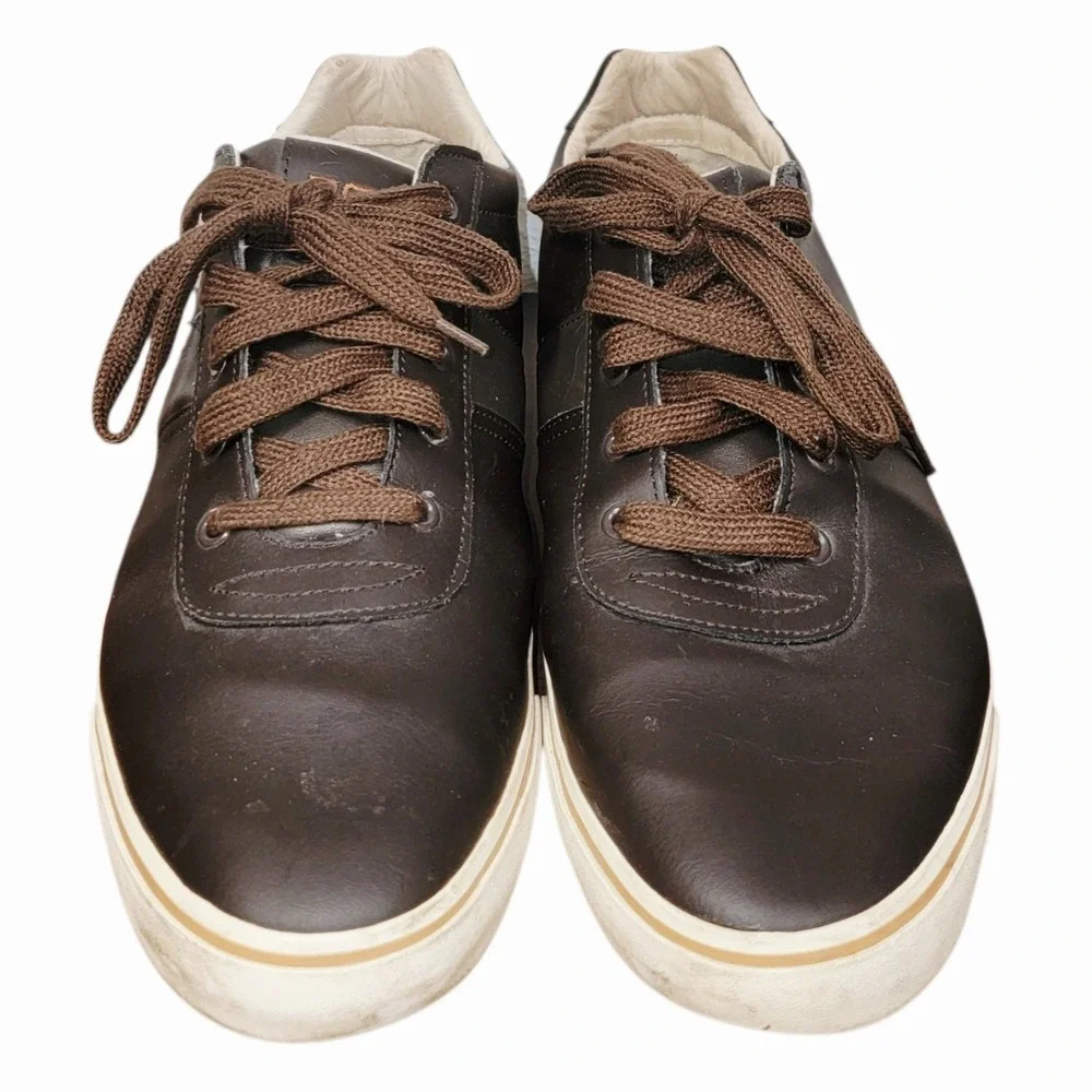Polo Ralph Lauren Hanford Men's Size 15D Brown Leather Lace Up Casual Sneakers